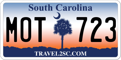 SC license plate MOT723