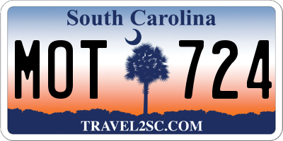 SC license plate MOT724