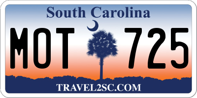 SC license plate MOT725