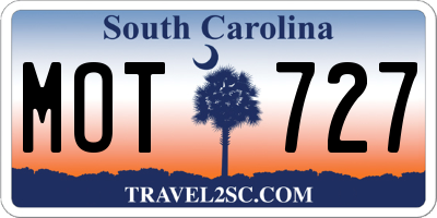 SC license plate MOT727