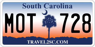SC license plate MOT728