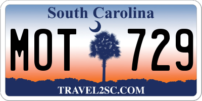 SC license plate MOT729