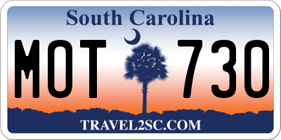 SC license plate MOT730