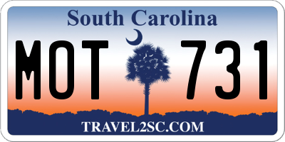 SC license plate MOT731