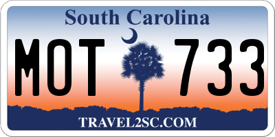 SC license plate MOT733