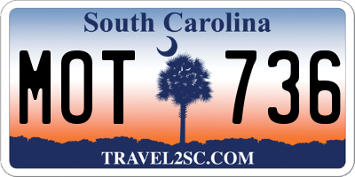 SC license plate MOT736
