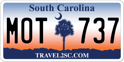 SC license plate MOT737