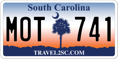 SC license plate MOT741