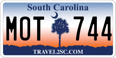 SC license plate MOT744