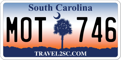 SC license plate MOT746