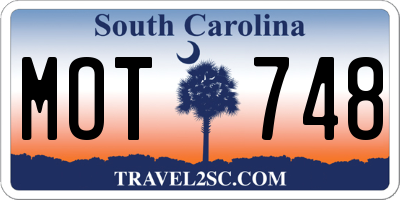 SC license plate MOT748