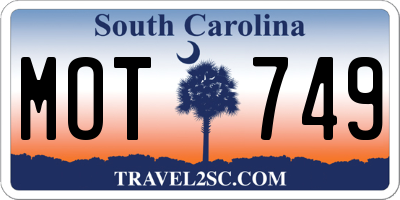 SC license plate MOT749