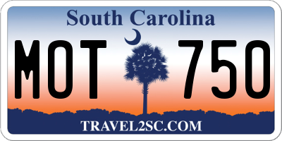SC license plate MOT750