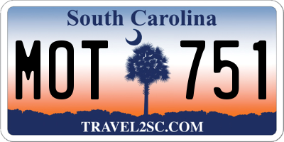 SC license plate MOT751