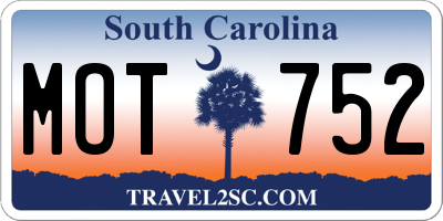 SC license plate MOT752