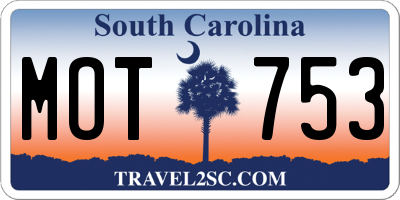 SC license plate MOT753