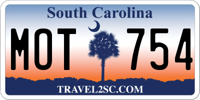 SC license plate MOT754