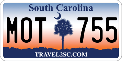 SC license plate MOT755