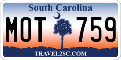SC license plate MOT759