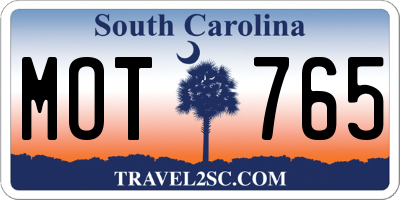 SC license plate MOT765