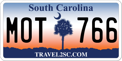 SC license plate MOT766