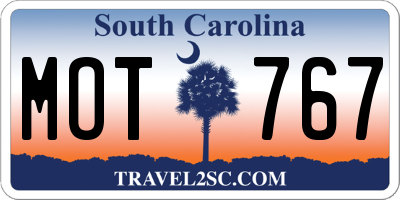 SC license plate MOT767