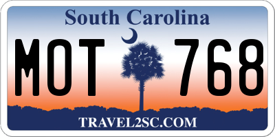 SC license plate MOT768
