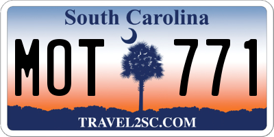 SC license plate MOT771
