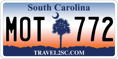 SC license plate MOT772