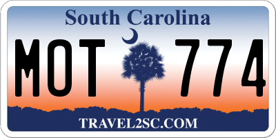 SC license plate MOT774