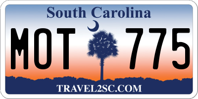 SC license plate MOT775
