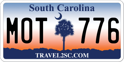 SC license plate MOT776