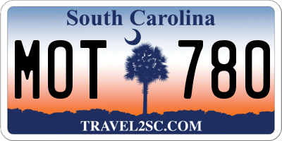 SC license plate MOT780