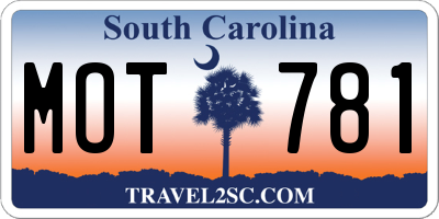 SC license plate MOT781