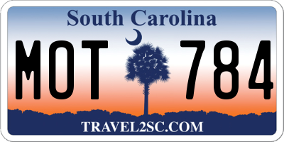 SC license plate MOT784