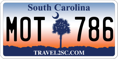 SC license plate MOT786