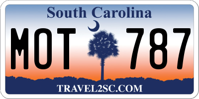SC license plate MOT787