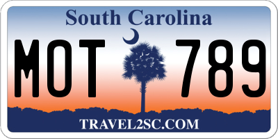 SC license plate MOT789