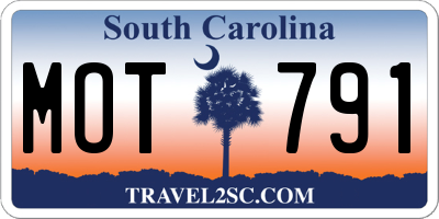 SC license plate MOT791