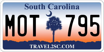 SC license plate MOT795
