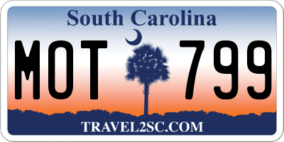 SC license plate MOT799