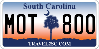 SC license plate MOT800