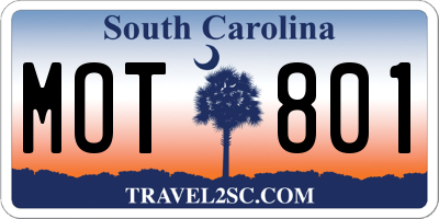 SC license plate MOT801