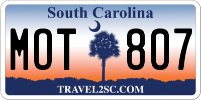 SC license plate MOT807