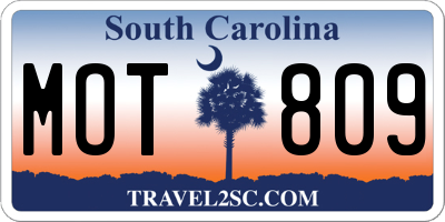 SC license plate MOT809