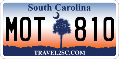 SC license plate MOT810