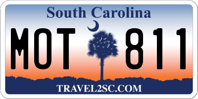 SC license plate MOT811