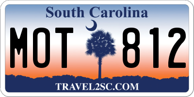 SC license plate MOT812