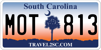 SC license plate MOT813