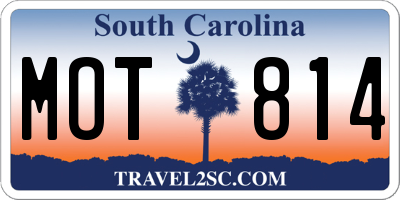 SC license plate MOT814